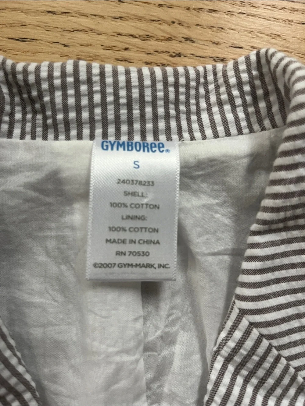 Gymboree Seersucker Blazer - Grey & White Stripes, S, 6/7